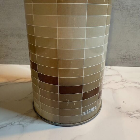 Vintage Thermos King Seeley Pint Bottle – Wide Mouth - Brown Geometric Ombre - Picture 2 of 8